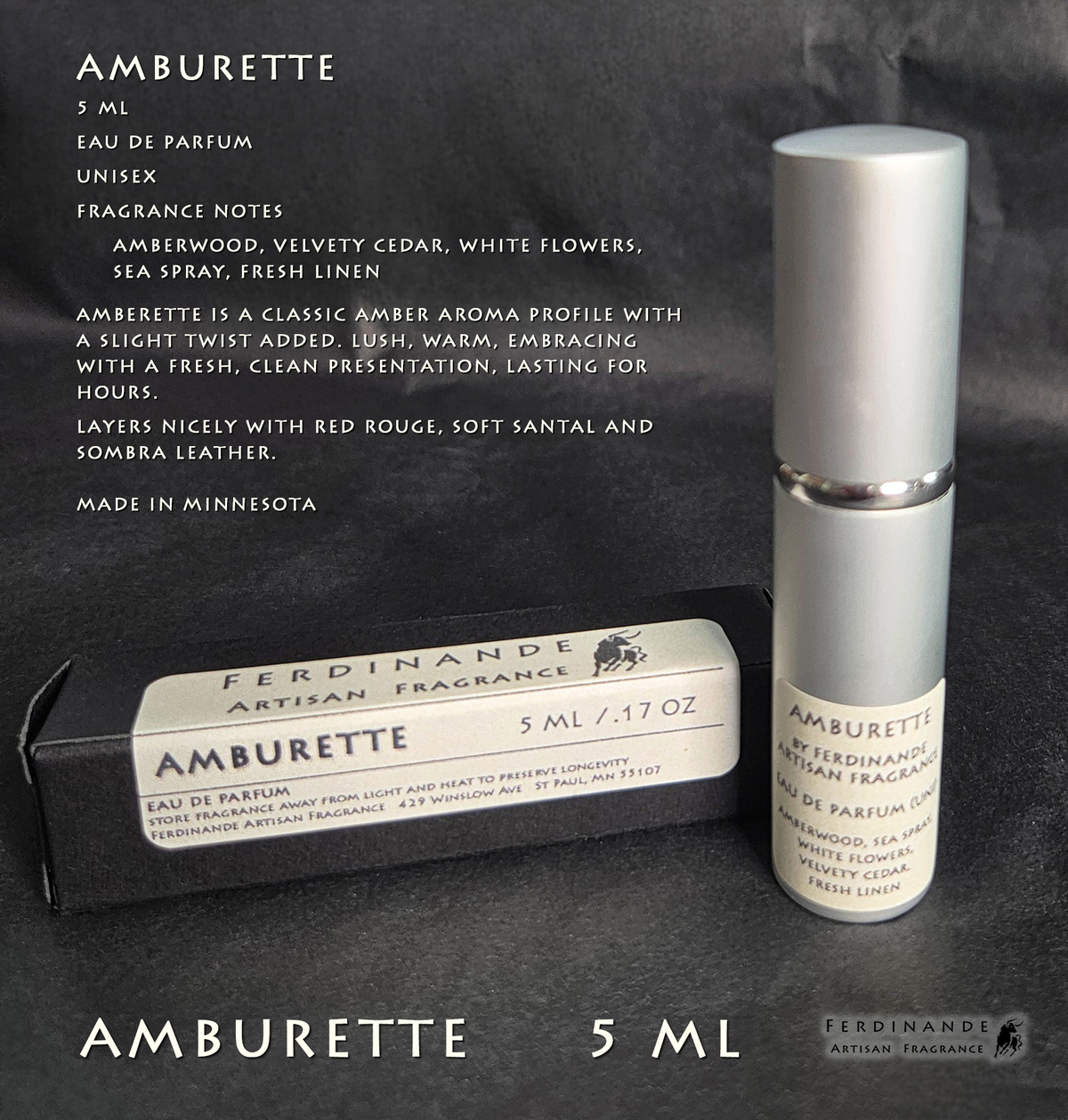 AMBURETTE 5 ML UNISEX Fragrance by Ferdinande Artisan Fragrance