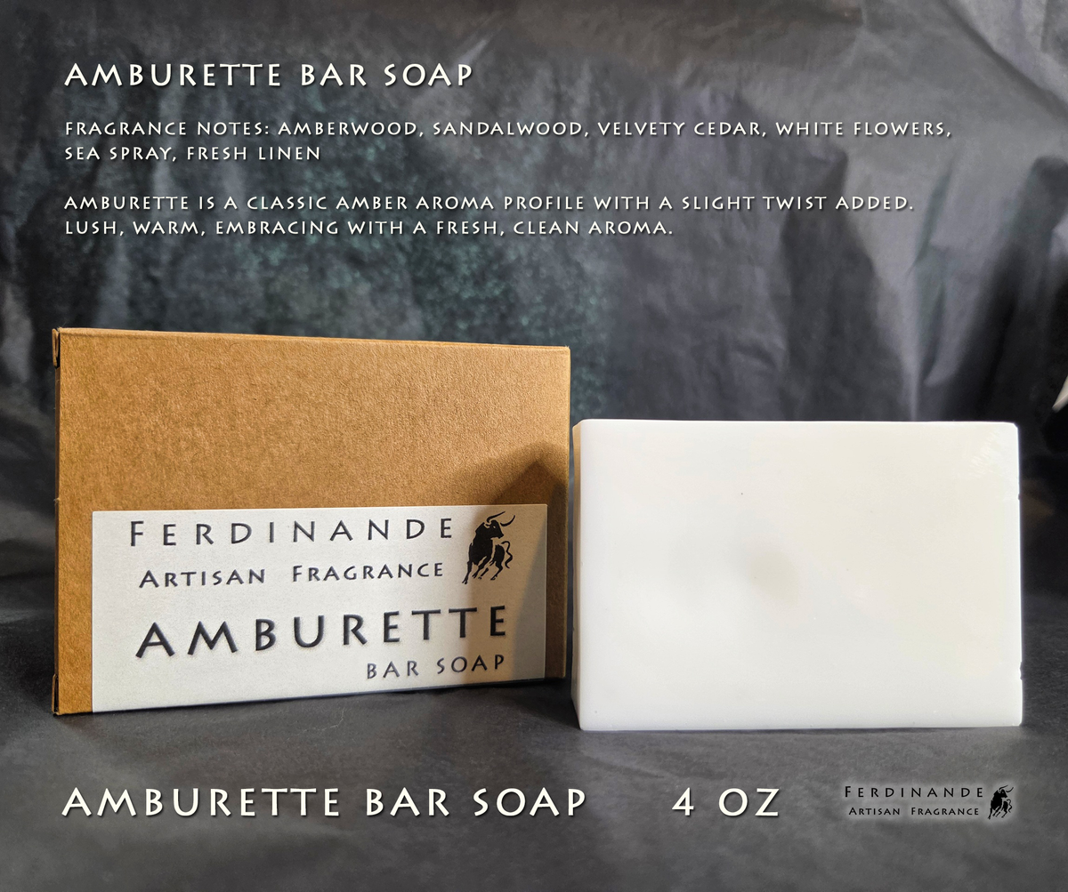 AMBURETTE LUXURY Scented Bar Soap By Ferdinande Artisan Fragrance 4 OZ