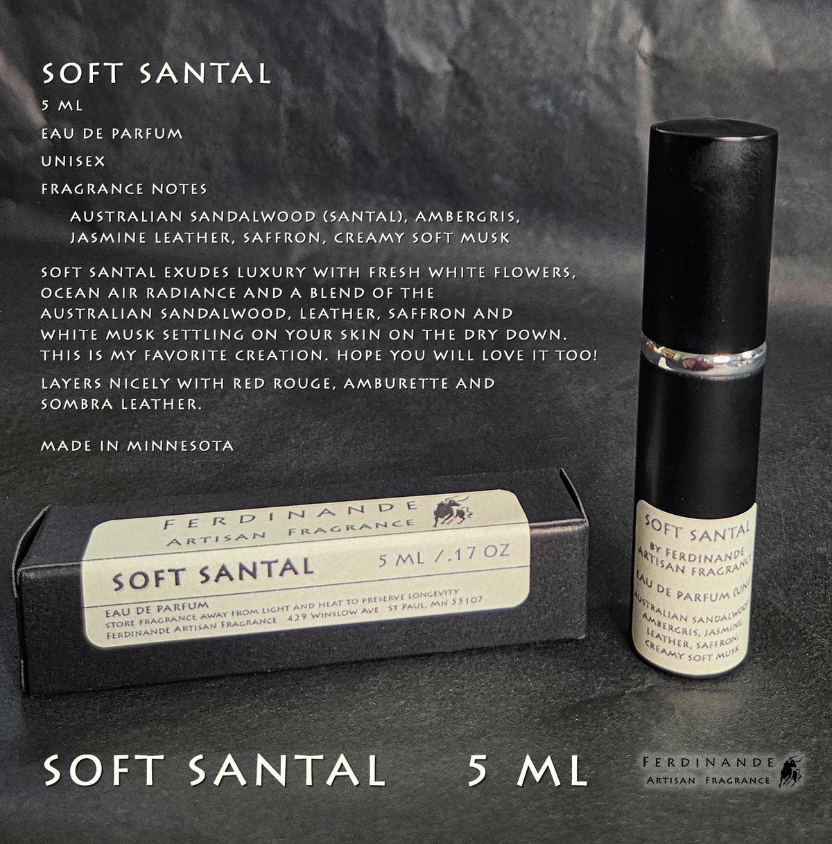 SOFT SANTAL 5 ML UNISEX Fragrance by Ferdinande Artisan Fragrance
