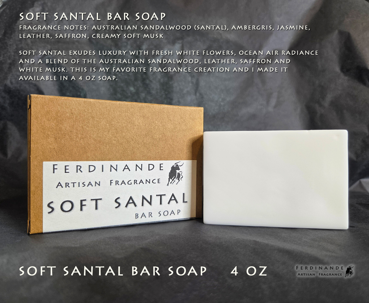 SOFT SANTAL LUXURY Scented Bar Soap By Ferdinande Artisan Fragrance 4 oz