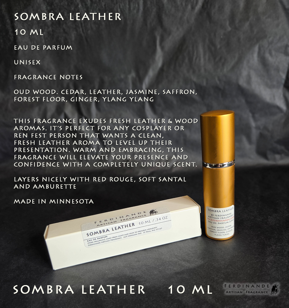 SOMBRA LEATHER 10 ML UNISEX by FERDINANDE ARTISAN FRAGRANCE